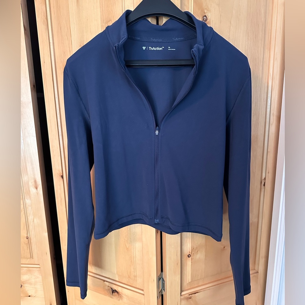 Aritzia Blue Long Sleeve Zippered Polo Sweatshirt